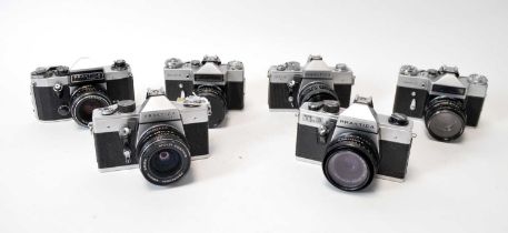 A collection of SLR cameras by Praktica and Zenit