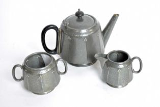 An early 20th Century pewter tea set