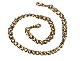 A 9ct yellow gold curb link albert chain