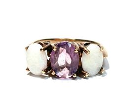 An opal and amethyst ring