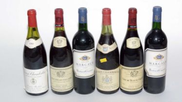 Six bottles of French red wine