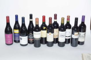 An selection of South African, French and other red wine