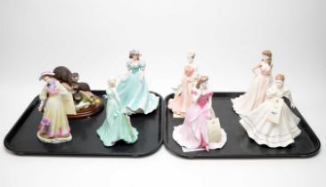A collection of Coalport ceramic figures of ladies