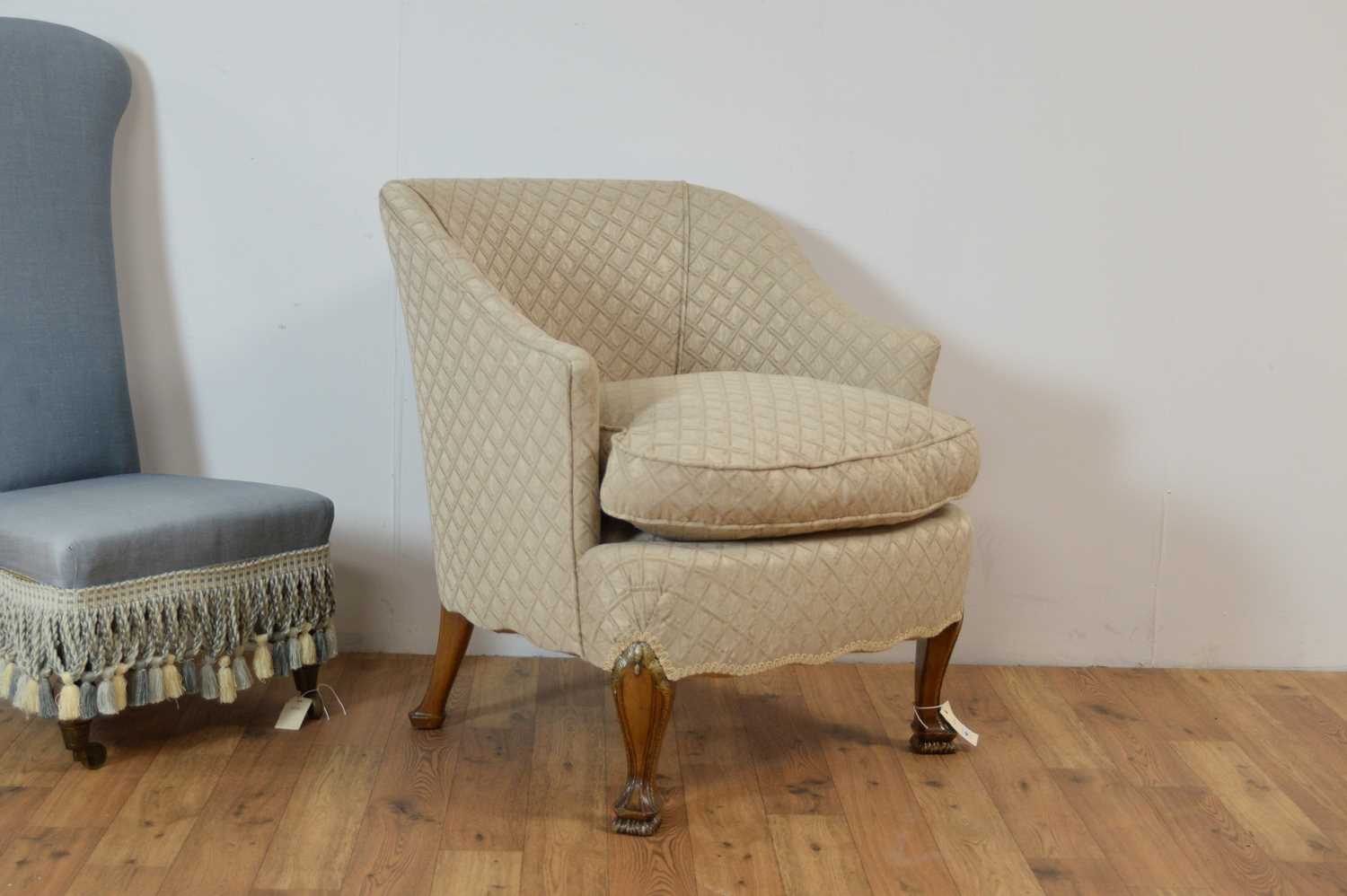 A mid 20th Century tub chair and a prie dieu - Image 5 of 6