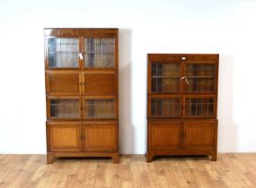 Two fiddleback mahogany Globe Wernicke style sectional bookcases c.1920's