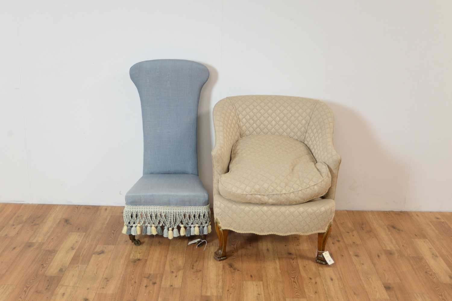 A mid 20th Century tub chair and a prie dieu - Image 2 of 6