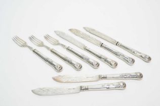 Victorian silver Kings pattern knives and forks