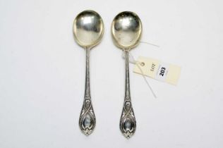 A pair of Victorian silver spoons, by Walker & Hall