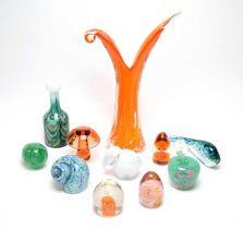 A selection of art glass ware