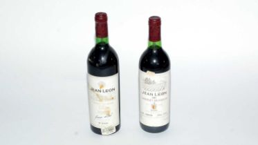 Two bottles of Jean Leon Spanish red wine