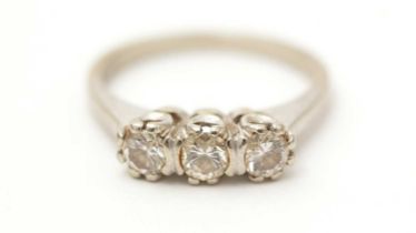 A three stone diamond ring