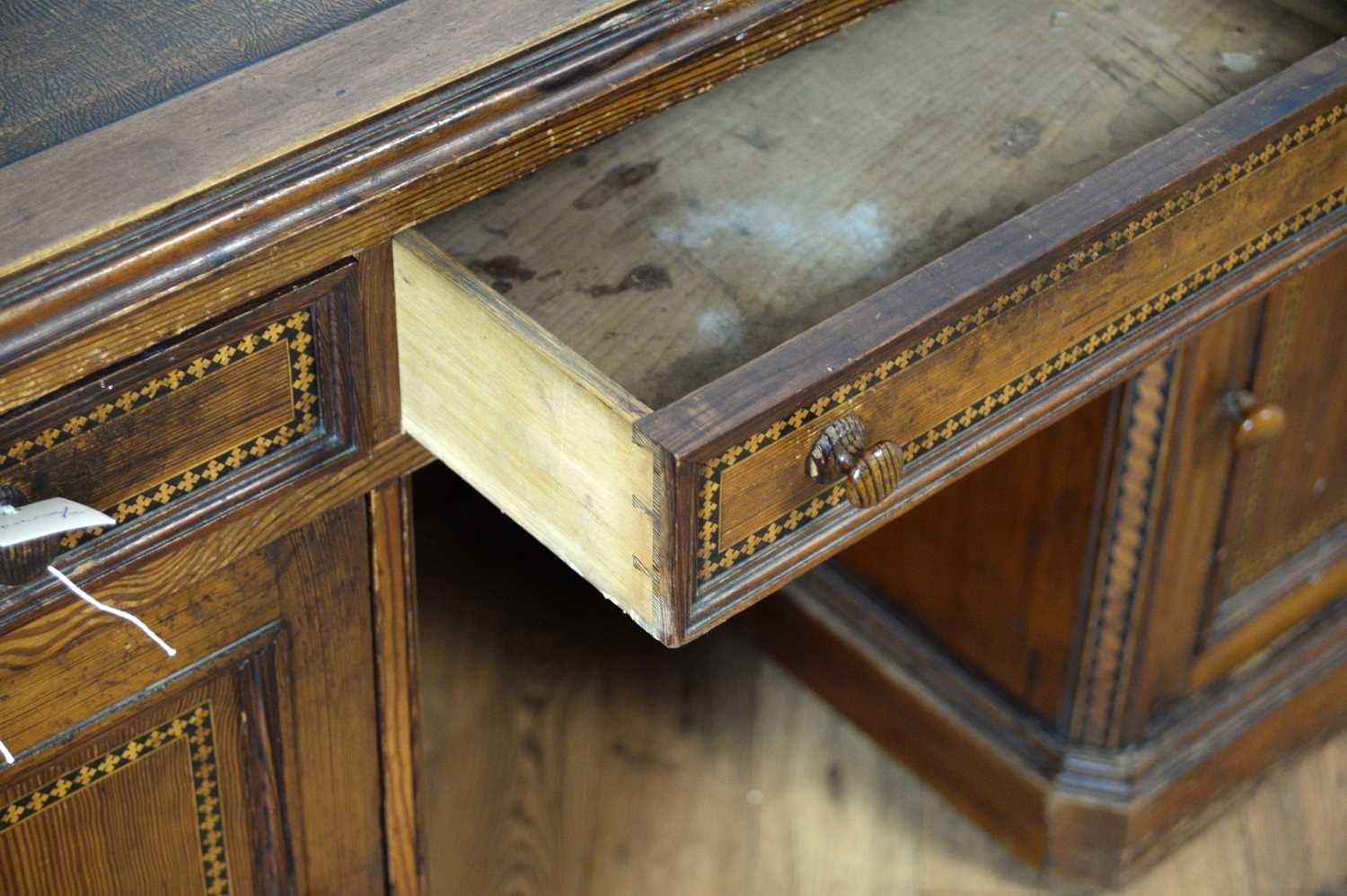 A late Victorian painted pine writing desk in the Aesthetic taste - Image 5 of 5