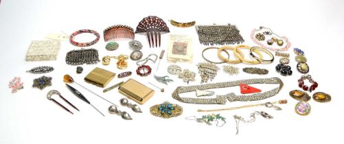 A collection of vintage costume jewellery and accessories