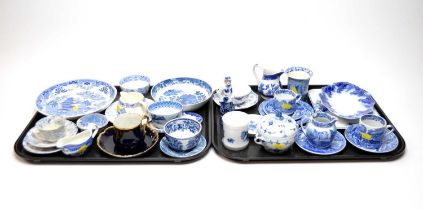 A selection of blue and white ceramic tea wares