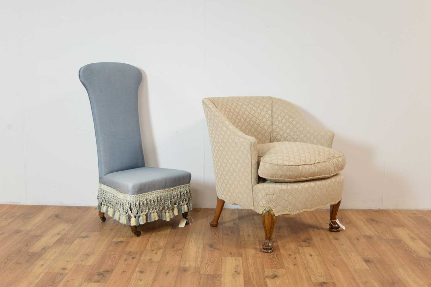 A mid 20th Century tub chair and a prie dieu - Image 3 of 6