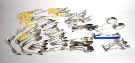 A collection of silver-plated cutlery