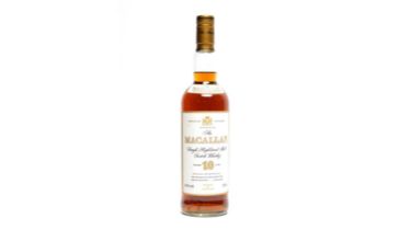 The Macallan: one bottle of single Highland malt Scotch whisky, 10 years old