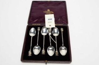 A cased set of six 'Lincolnshire Imp' silver teaspoons