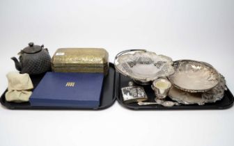 A selection of silver plated and metal wares