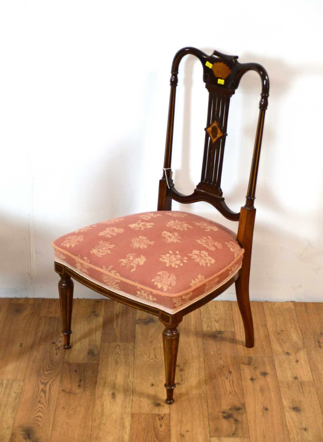 An Edwardian mahogany salon chair with twin handled rattan stool - Image 3 of 4