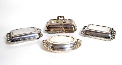 Four silver plated entree dishes