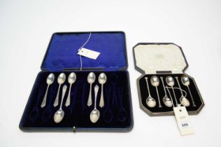 A set of 1920s silver tea spoons; and other silver spoons