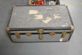 A vintage brass bound travel chest, by Mossman London