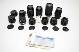 A selection of camera lenses