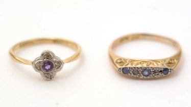 Two antique gem set and diamond rings