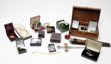 A selection of dress watches, silver and costume jewellery