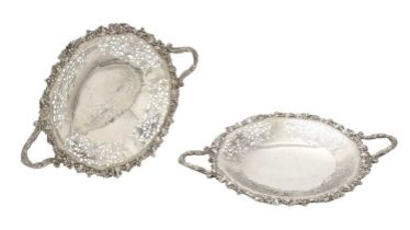 A pair of George V silver two-handled fruit or dessert stands