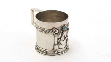 A George V silver arts and crafts mug