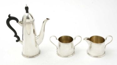 An Elizabeth II three piece silver coffee set