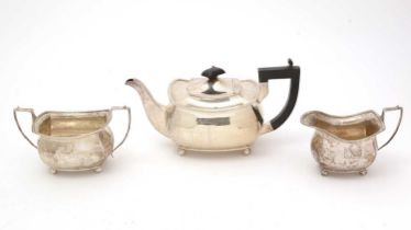 A George V silver three-piece tea set