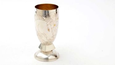A contemporary handmade silver goblet