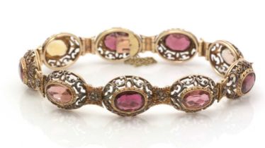 A fine late 19th Century tourmaline and citrine bracelet