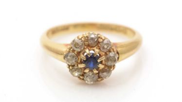 A sapphire and diamond cluster ring