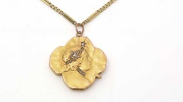 A late 19th Century Art Nouveau yellow gold locket pendant