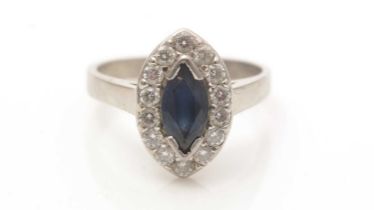 A sapphire and diamond cluster ring