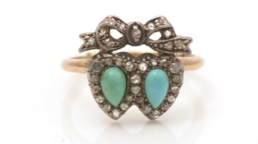 A Victorian diamond and turquoise ring