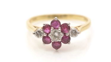 A ruby and diamond ring