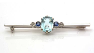 A paste, sapphire and diamond bar brooch