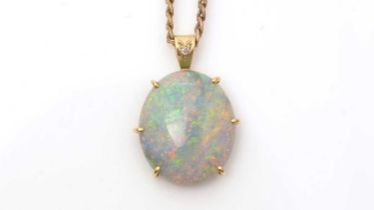 An opal and diamond pendant