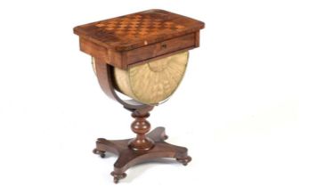 A William IV rosewood games/sewing table