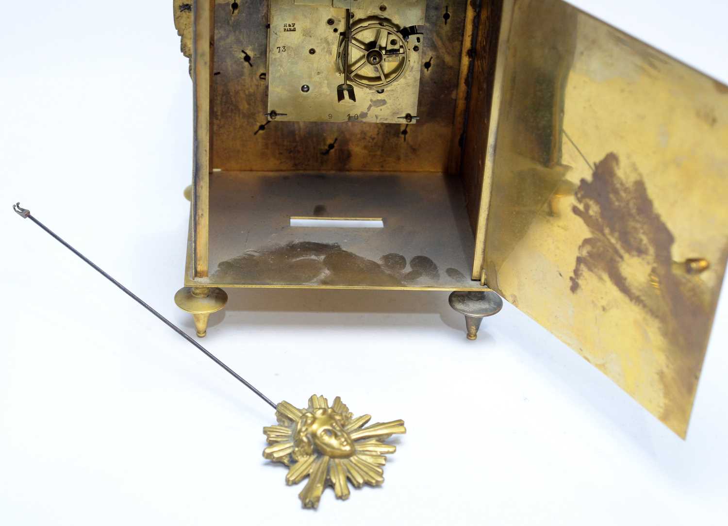 An ornate French brass hanging lantern clock, late 19th/20th Century - Image 7 of 13