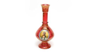 A Bohemian overlay glass vase