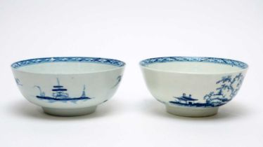 A Worcester Cannonball pattern bowl, and a similar Liverpool bowl