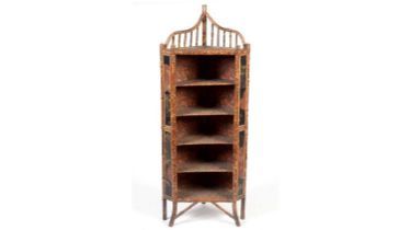 Victorian bamboo floor standing corner display shelves