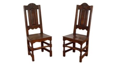 Two 18th Century oak high back dining chairs