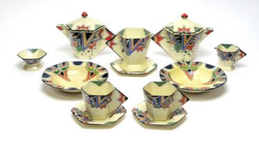 A Maling 'Anzac' pattern Art Deco tea service